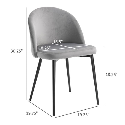 Set of 2 Mid-Back Dining Chairs, Velvet Upholstery, Dark Blue Bar Stools at Gallery Canada