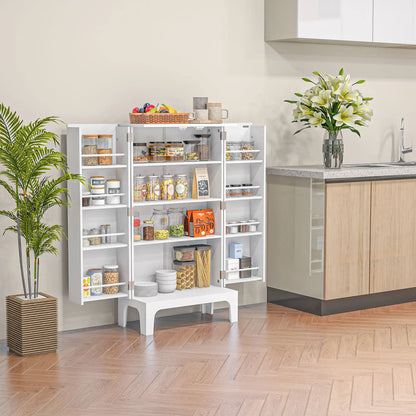 44" Storage Cabinet, 2-Door Kitchen Pantry, 4-Tier Shelving, 8 Spice Racks