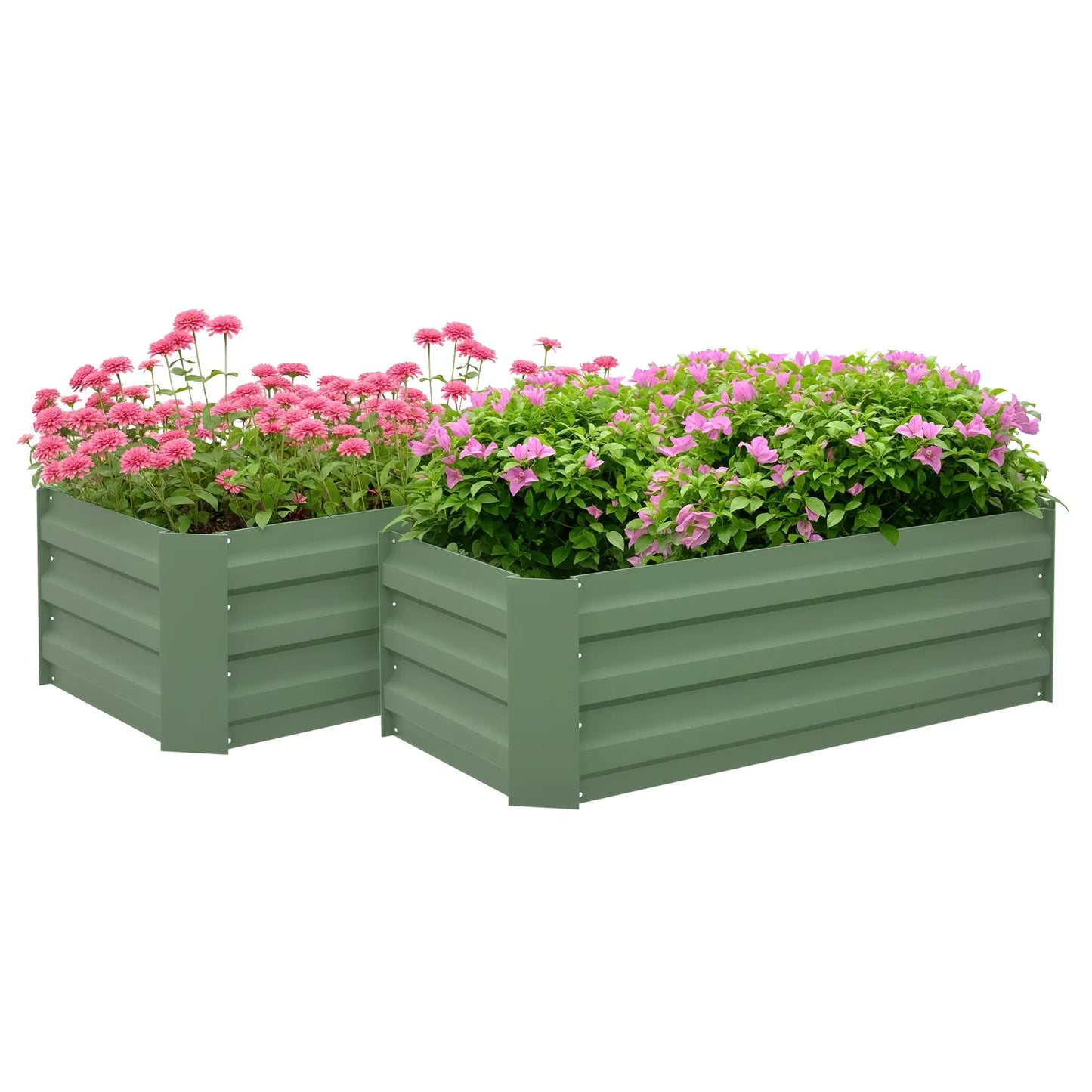 Steel Raised Garden Bed Set, 39"x20"x12", Green Galvanized Planter Boxes at Gallery Canada