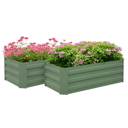 Steel Raised Garden Bed Set, 39"x20"x12", Green Galvanized Planter Boxes at Gallery Canada