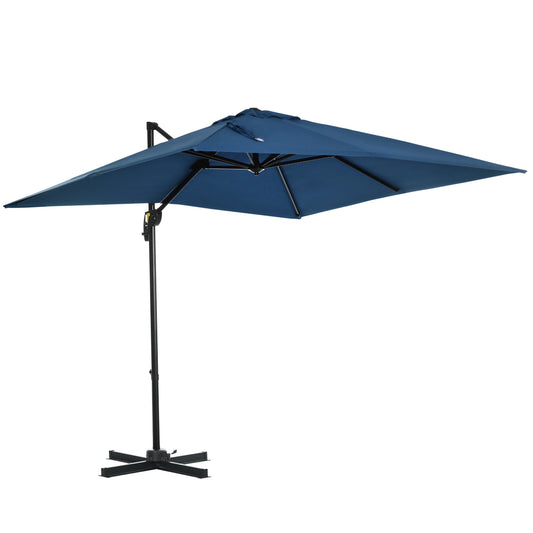 8' x 8' Square Patio Umbrella, 360° Rotation, Aluminum Cantilever, Dark Blue Cantilever Umbrellas Dark Blue at Gallery Canada