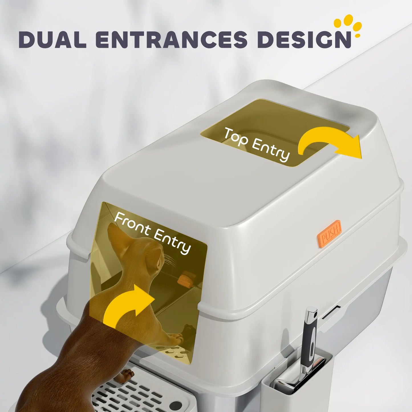 Stainless Steel Cat Litter Box with Lid, High Sided, Light Grey Cat Litter Box Enclosures at Gallery Canada