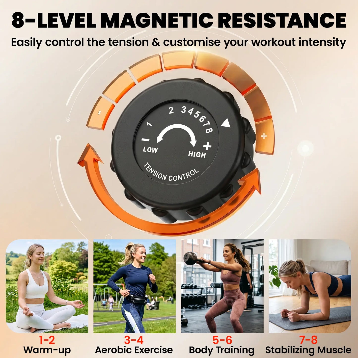 3 in 1 Folding Exercise Bike, 8-Level Magnetic Resistance, Adjustable Seat, Red Exercise & Stationary Bikes at Gallery Canada