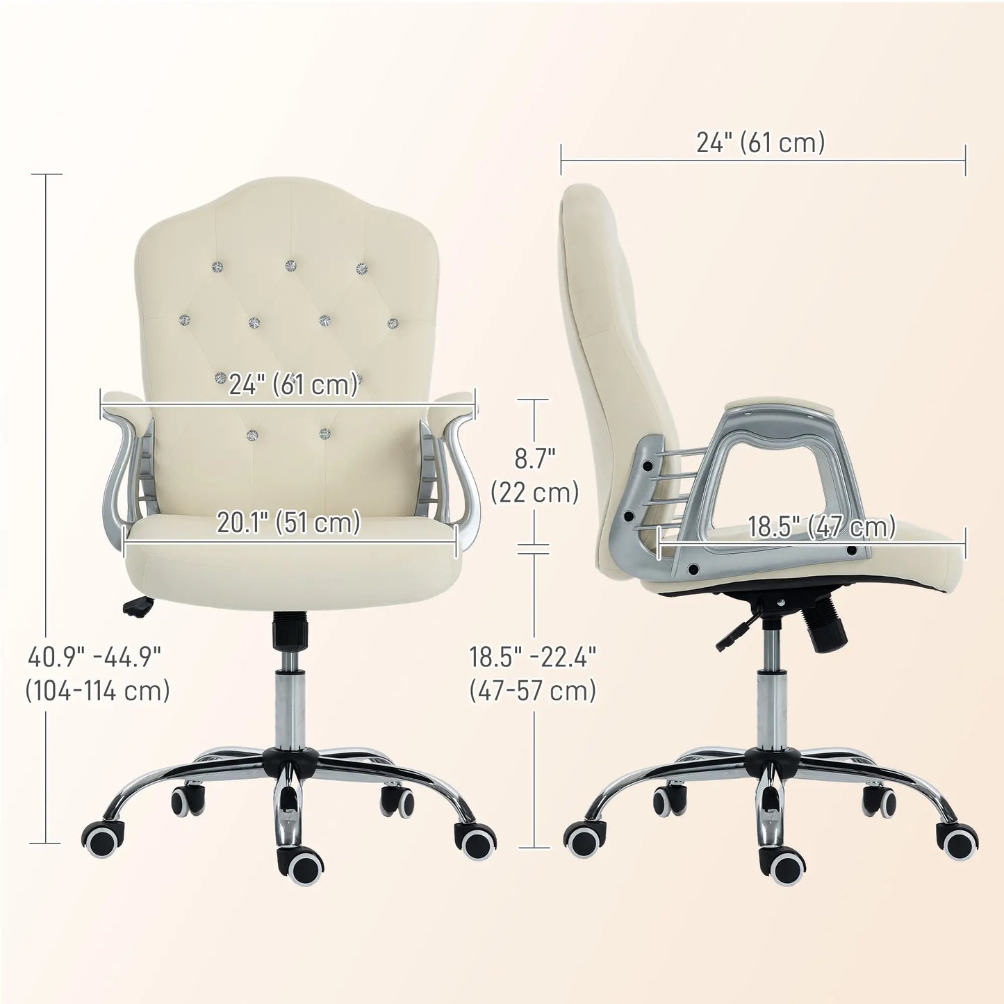 Velvet Office Chair, Swivel Wheels, Adjustable Height, Tilt Function, Beige Task Chairs at Gallery Canada