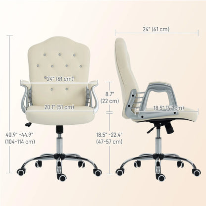 Velvet Office Chair, Swivel Wheels, Adjustable Height, Tilt Function, Beige Task Chairs at Gallery Canada