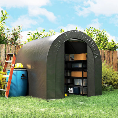 6' x 8' Outdoor Storage Shed, Heavy Duty Galvanized Steel, Black Car Shelters at Gallery Canada