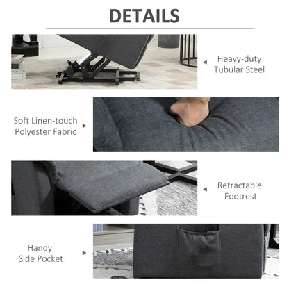 Power Lift Chair, Electric Recliner Sofa with Remote, Side Pocket, Grey Electric Power Lift Chairs at Gallery Canada