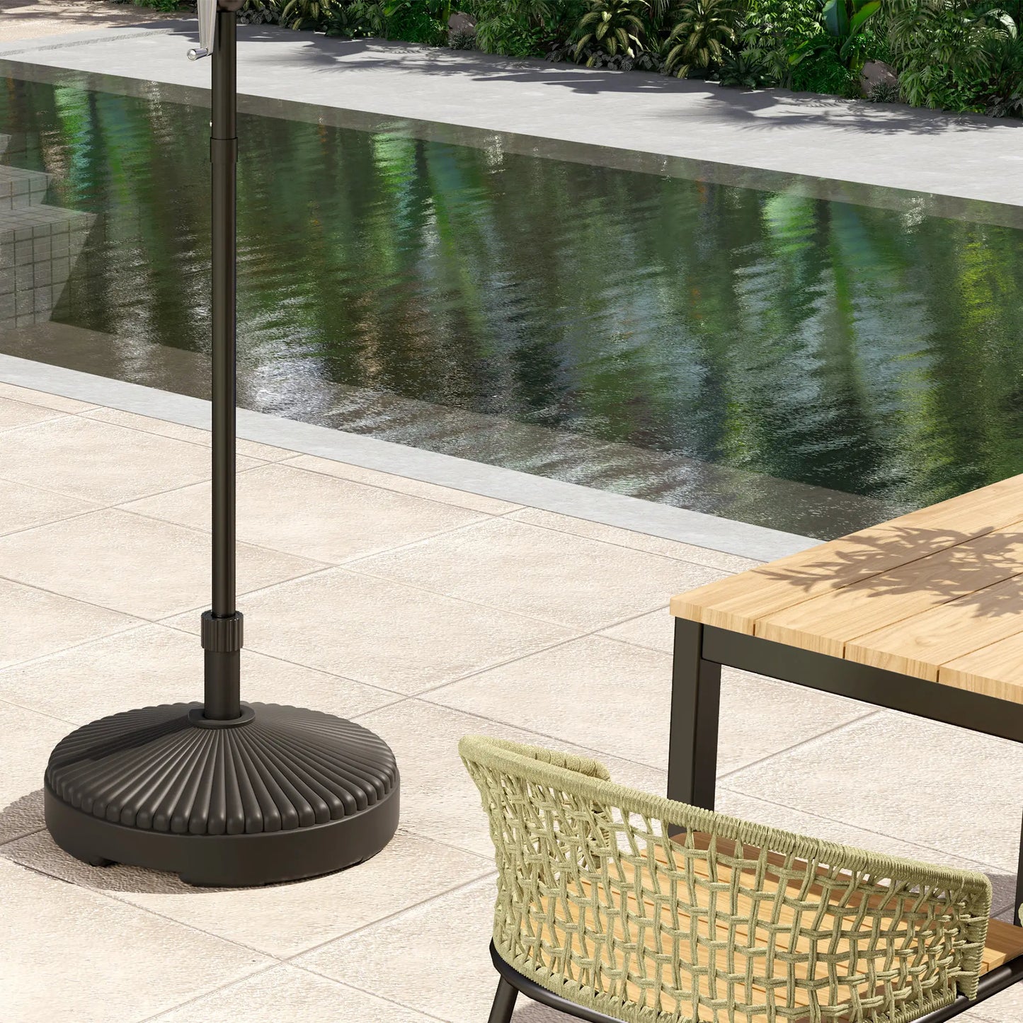 Round Plastic Patio Umbrella Base, 62lbs Sand or 51lbs Water, Black Umbrella Bases at Gallery Canada