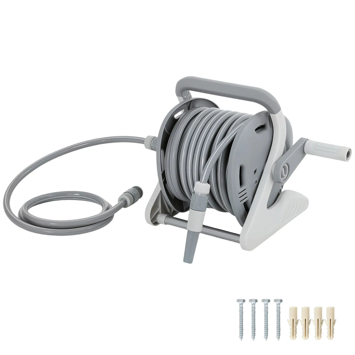 Portable Garden Hose Reel, 1/2" x 66ft Wall Mounted, Grey Garden Accessories Grey at Gallery Canada