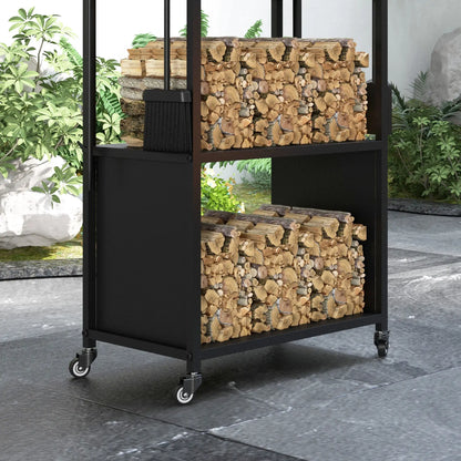 4-Tier Firewood Rack With Wheels, 4 Tools, Powder-Coated Steel Firewood Racks at Gallery Canada