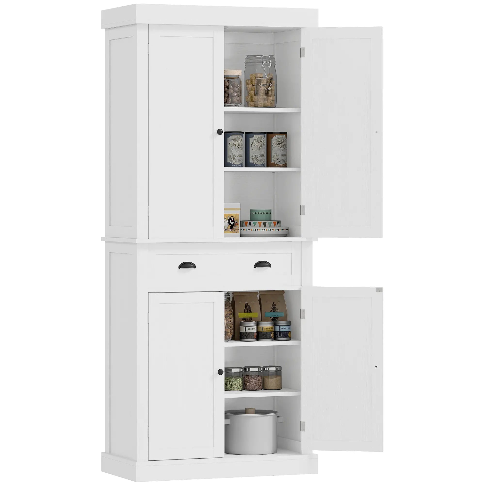 Kitchen Cabinet With 2 Drawers, MDF Board, White Kitchen Pantry Cabinets White at Gallery Canada