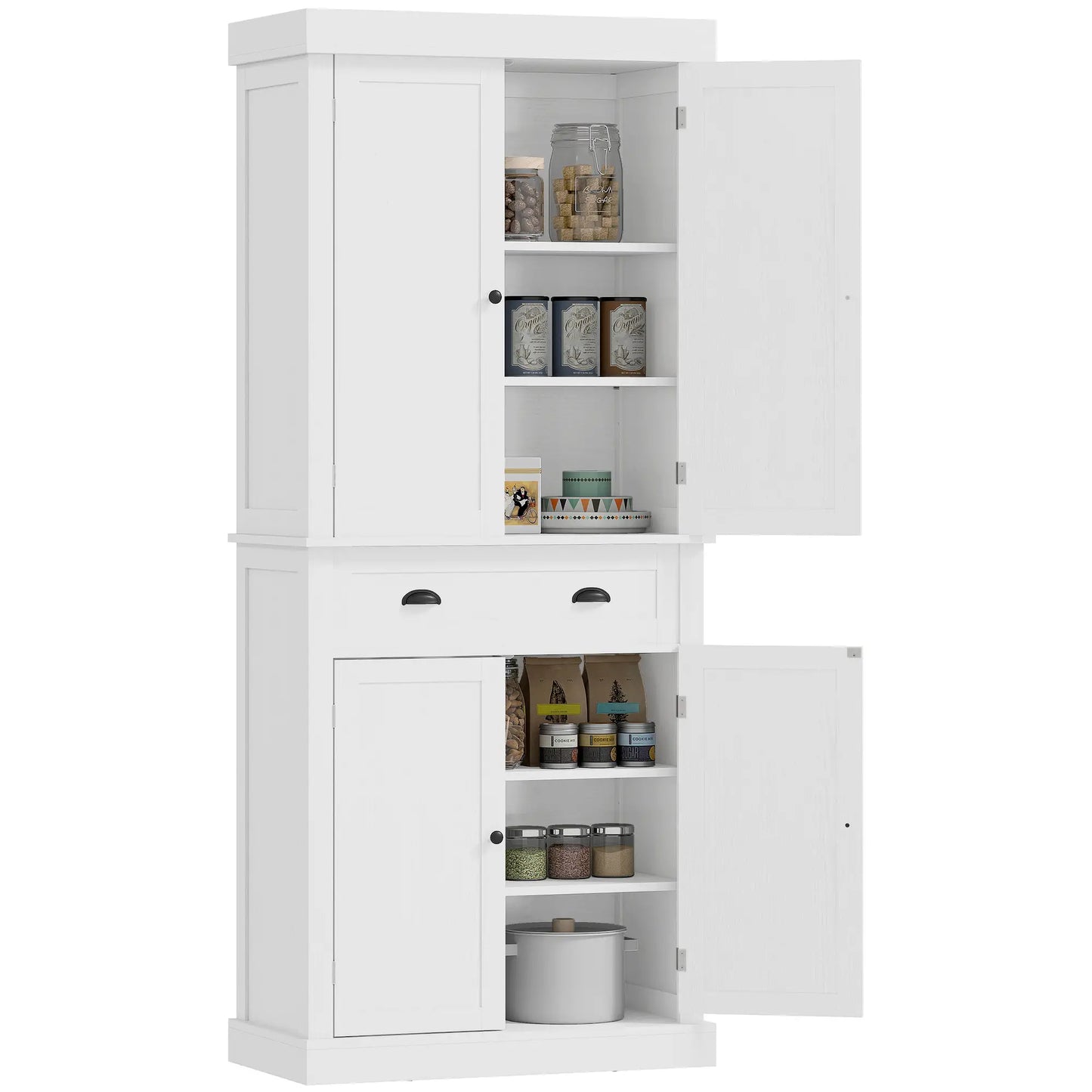 Kitchen Cabinet With 2 Drawers, MDF Board, White Kitchen Pantry Cabinets White at Gallery Canada