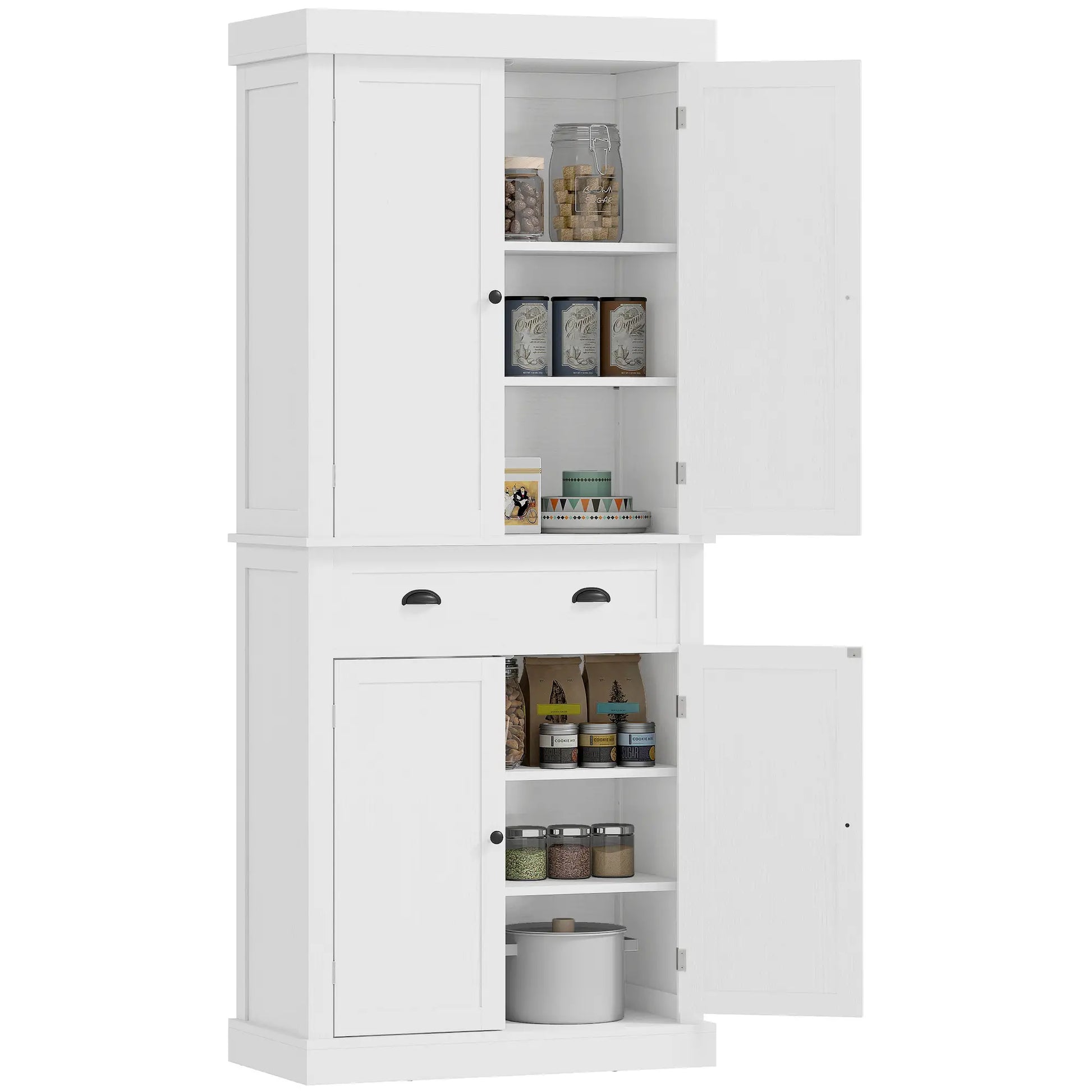 Kitchen Cabinet With 2 Drawers, MDF Board, White Kitchen Pantry Cabinets White at Gallery Canada