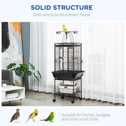 61.5 Inch Bird Cage Parakeet House for Cockatiel with Stand, Pull Out Tray, Play Top, Storage Shelf, Wood Perch, Food Container at Gallery Canada