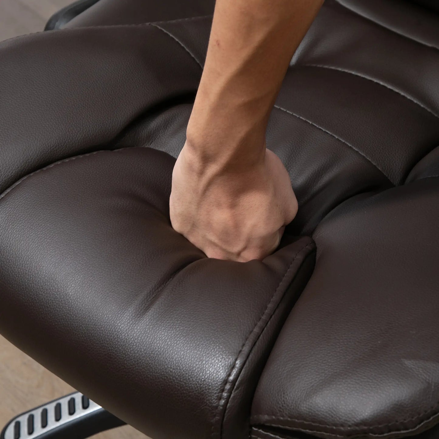 Heated Ergonomic Massage Swivel Office Chair, High Back Faux Leather, Brown Massage Chairs at Gallery Canada