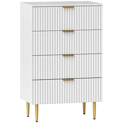 Modern 4 Drawer Dresser, Gold Legs, Bedroom Chest, White Storage Cabinets at Gallery Canada