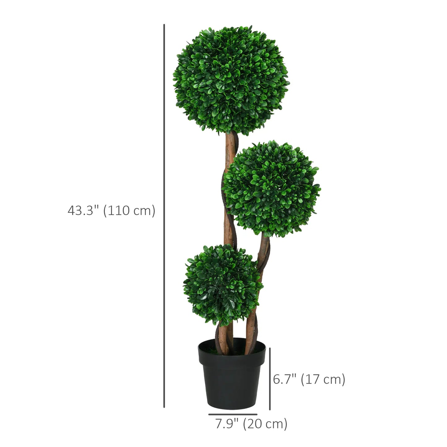 3.6ft Artificial Tree, Triple Ball Boxwood Topiary, Indoor Outdoor Artificial Trees at Gallery Canada