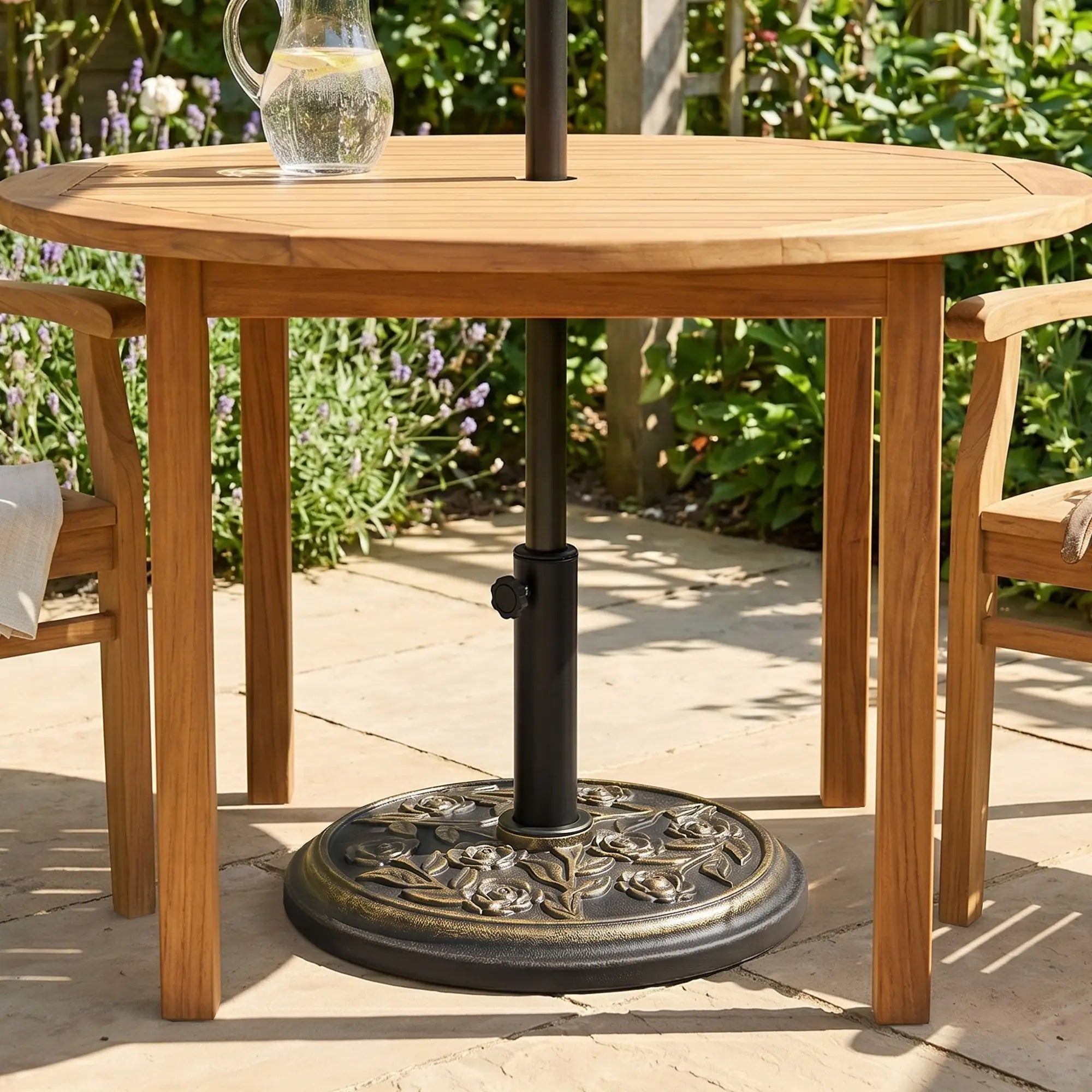 18” Round Patio Umbrella Base, Cast Stone Resin, Bronze Umbrella Bases at Gallery Canada