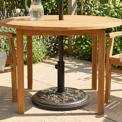 18” Round Patio Umbrella Base, Cast Stone Resin, Bronze Umbrella Bases at Gallery Canada