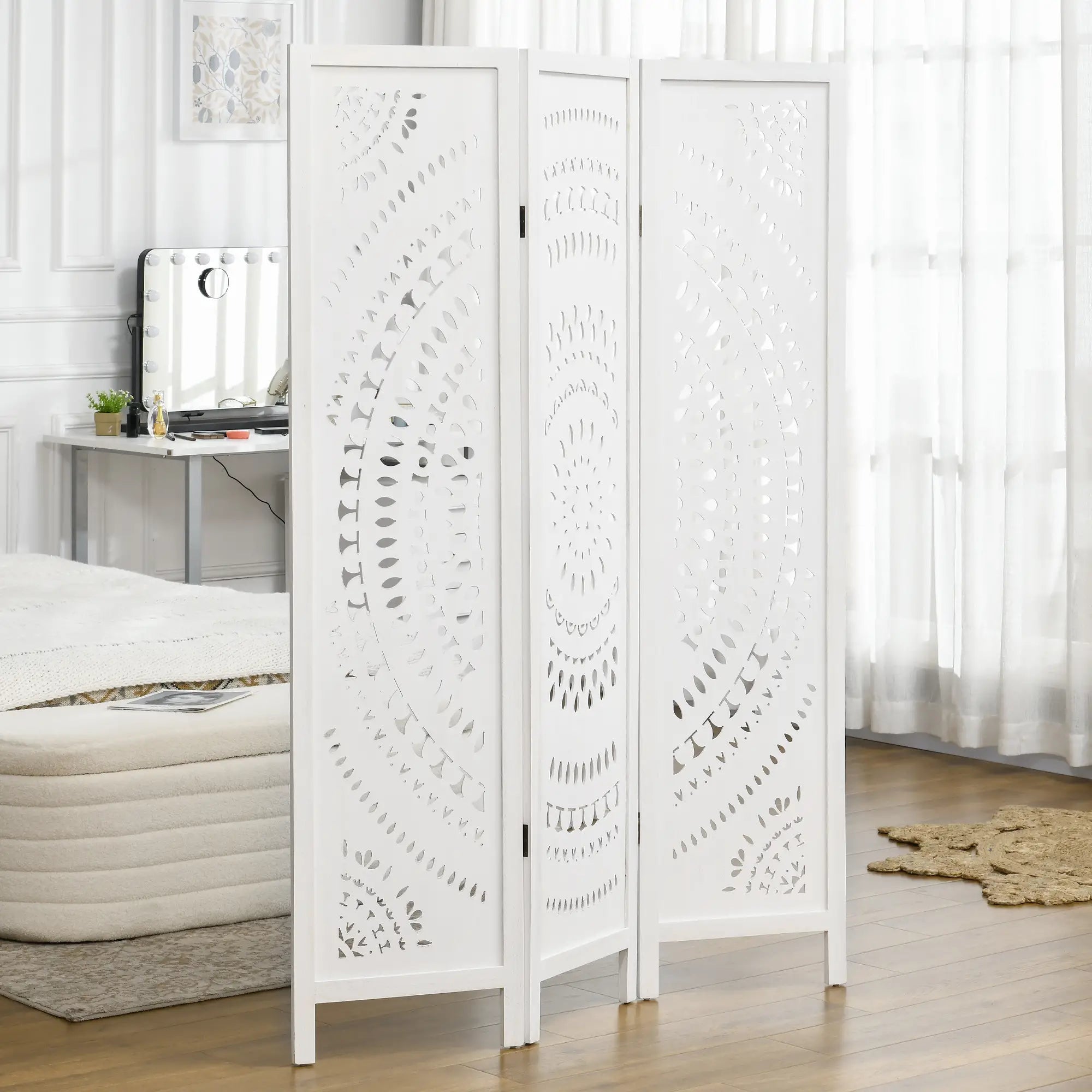 3 Panel Room Divider, 5.6 Ft Tall, Portable Folding Privacy Screen, White Room Dividers at Gallery Canada
