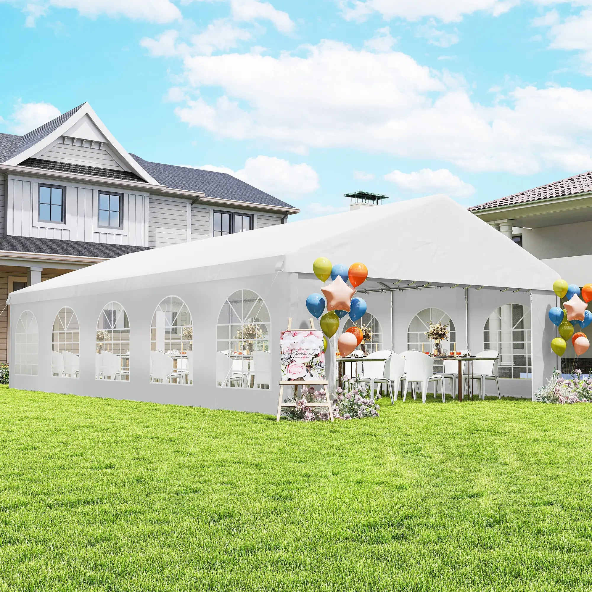 20'x33' Heavy Duty Party Tent, Portable Garage Canopy, White Canopy Tents at Gallery Canada