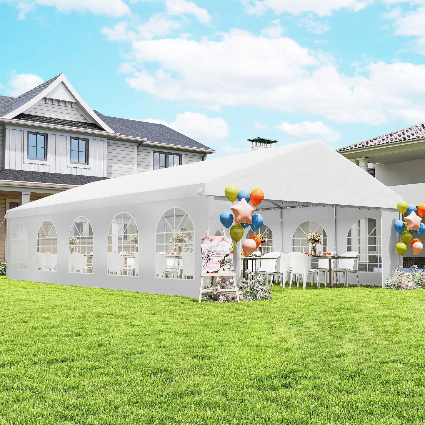 20'x33' Heavy Duty Party Tent, Portable Garage Canopy, White Canopy Tents at Gallery Canada
