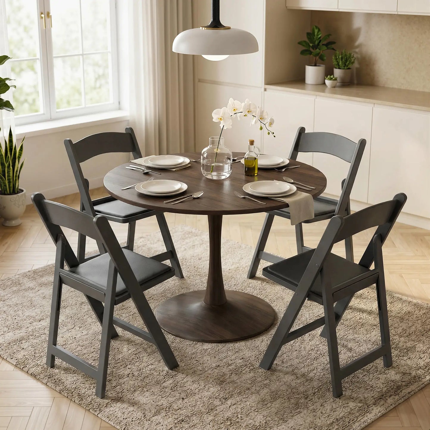 4 Pack Folding Chairs, Foldable Resin Chair with Padded Seat, Portable Indoor Outdoor Seat for Office Events Dining Dining Chairs at Gallery Canada