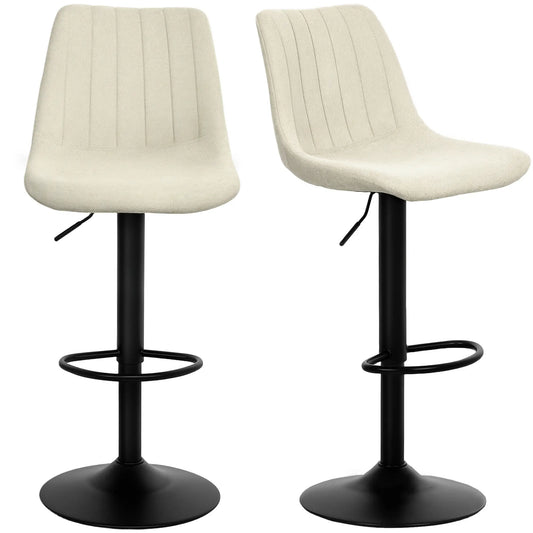 Adjustable Barstools Set of 2, Swivel with Back, Footrest, Beige Bar Stools Beige, Black at Gallery Canada