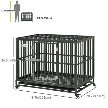 44 Heavy Duty Steel Dog Crate, Pet Cage with Wheels, Black Houses, Kennels & Pens at Gallery Canada