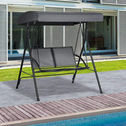 2-Seat Patio Swing Chair, Outdoor Porch Glider With Canopy, Dark Grey Porch Swings with Canopy at Gallery Canada