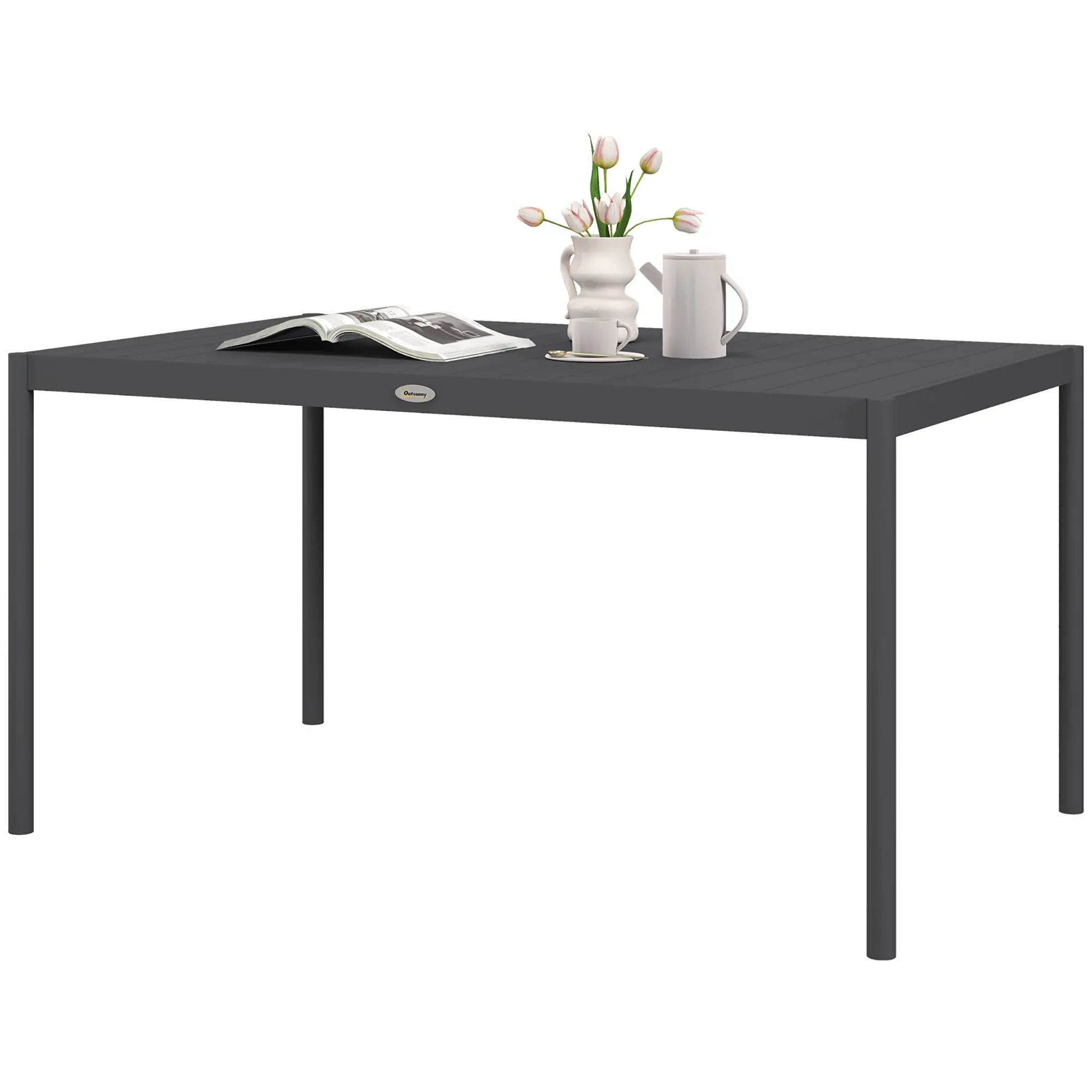 Outdoor Dining Table, Aluminum Frame, Garden Table, 57