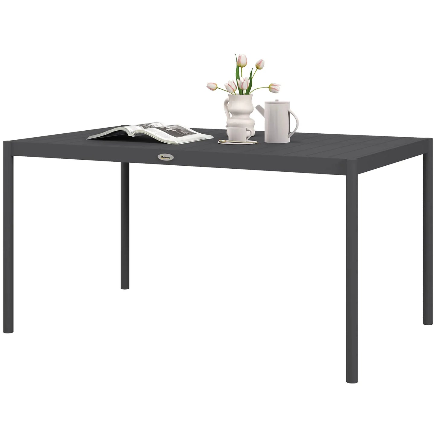 Outdoor Dining Table, Aluminum Frame, Garden Table, 57", Dark Grey Patio Dinning Tables Dark Grey at Gallery Canada