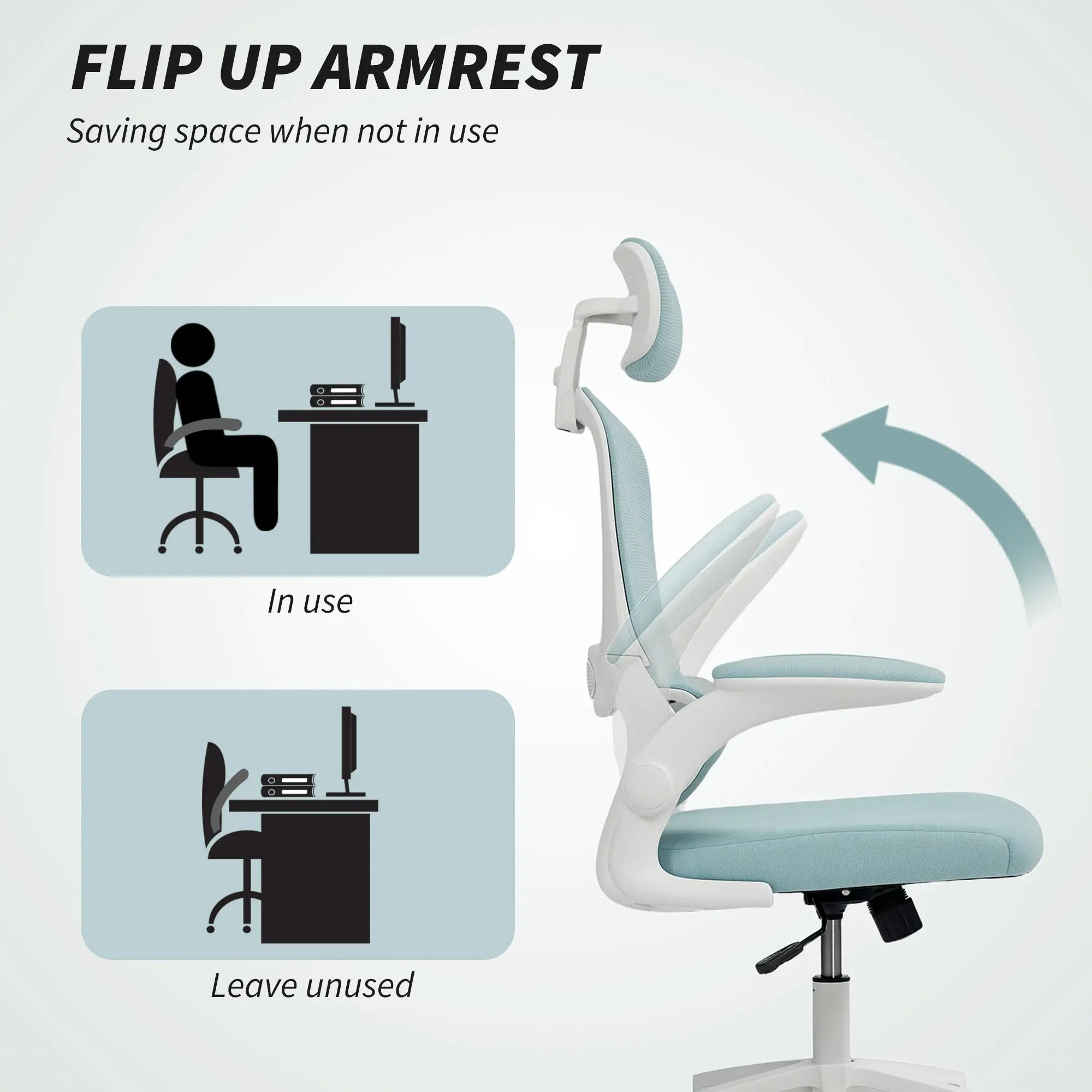 Ergonomic Mesh Office Chair, High Back, Headrest, Flip-Up Armrests, Lumbar Support, Light Green Task Chairs at Gallery Canada