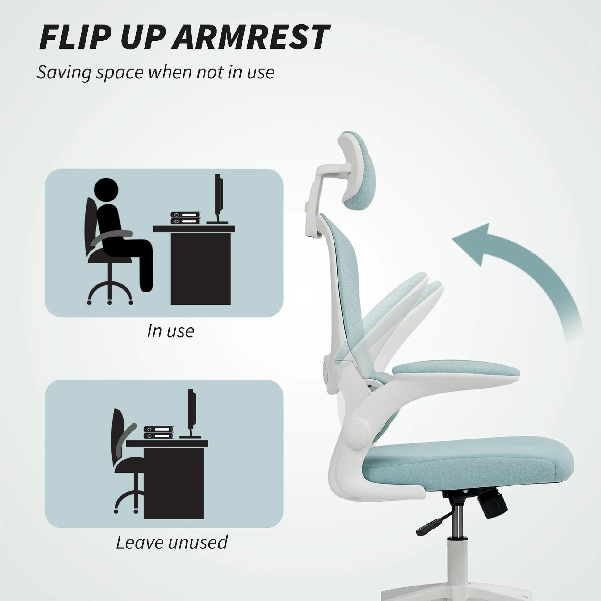 Ergonomic Mesh Office Chair, High Back, Headrest, Flip-Up Armrests, Lumbar Support, Light Green Task Chairs at Gallery Canada