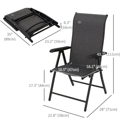 2PCs Outdoor Wicker Folding Chairs, Adjustable Backrest, Grey Patio Chairs at Gallery Canada