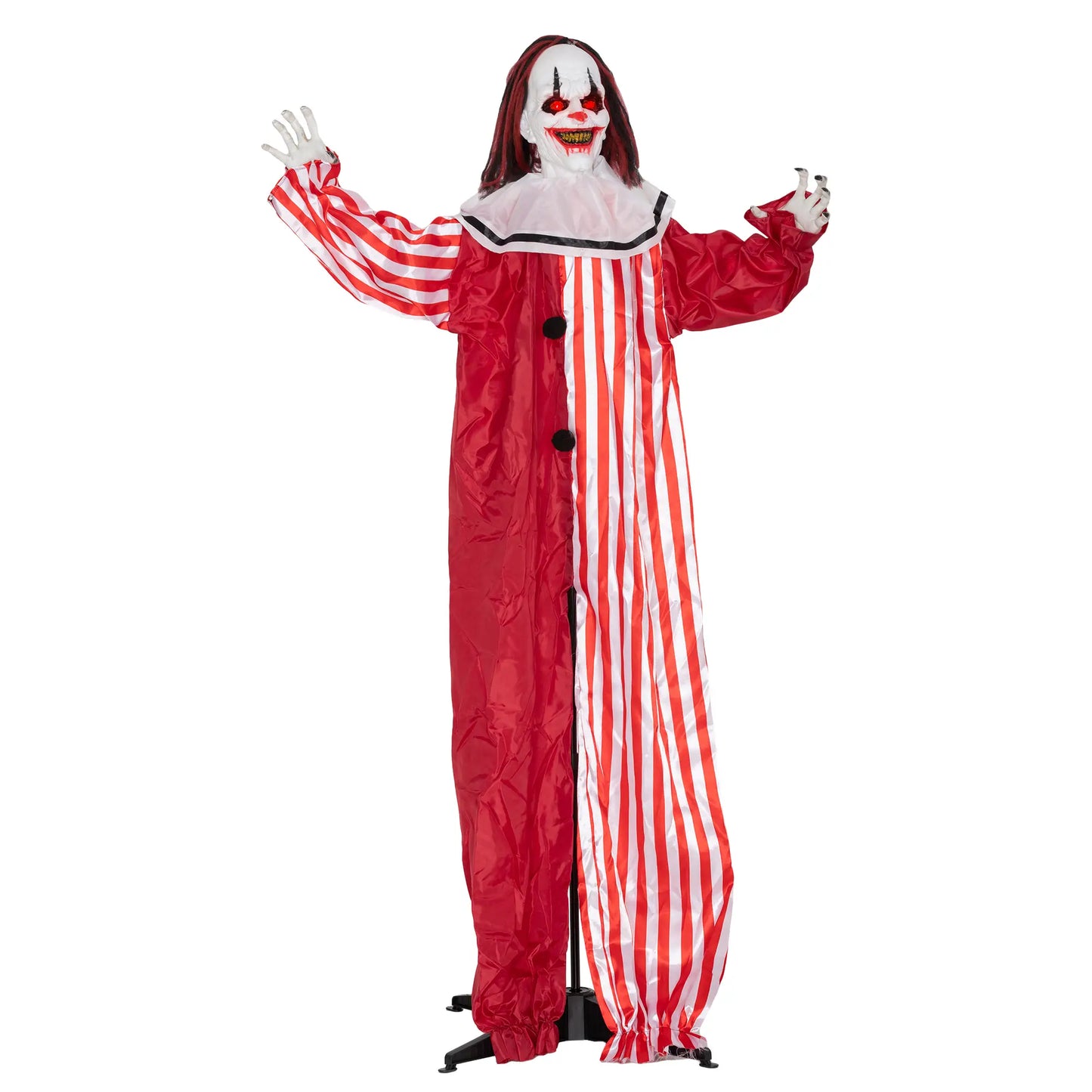 Life Size Animated Clown, Red Light Up Eyes, Sound Activated, Battery Operated, Red Halloween Decorations Red, White at Gallery Canada