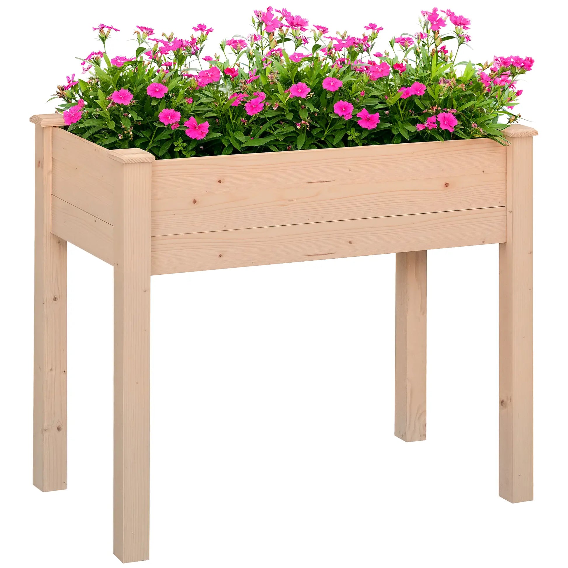 34"x18"x30" Wooden Raised Garden Bed, Elevated Planter Box with Legs, Natural Elevated Garden Beds Natural at Gallery Canada
