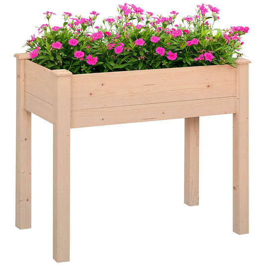 34"x18"x30" Wooden Raised Garden Bed, Elevated Planter Box with Legs, Natural Elevated Garden Beds Natural at Gallery Canada