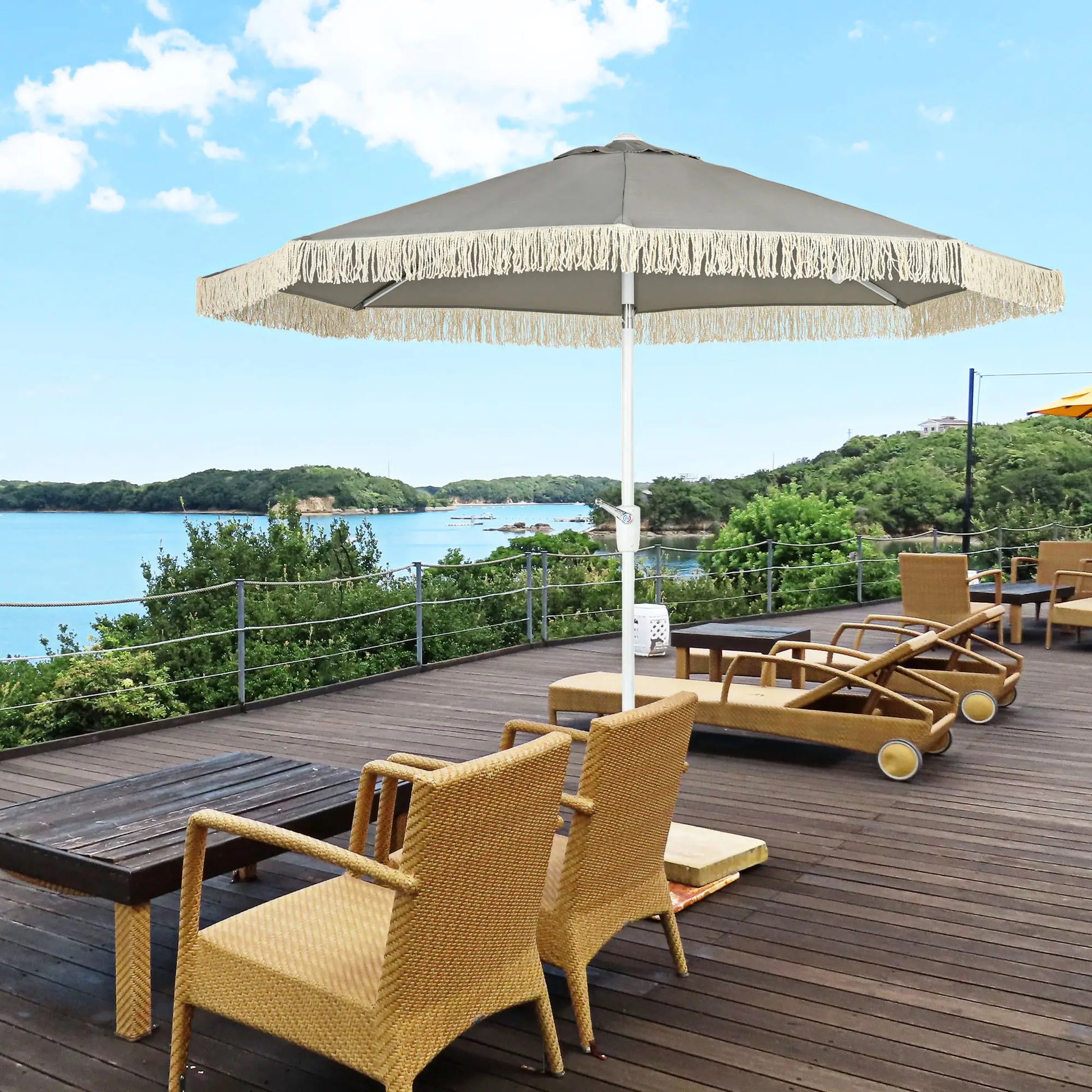 8.7 x 8.7 ft Outdoor Umbrella, Tilt Vent, Patio Parasol, Grey Sun Umbrellas at Gallery Canada