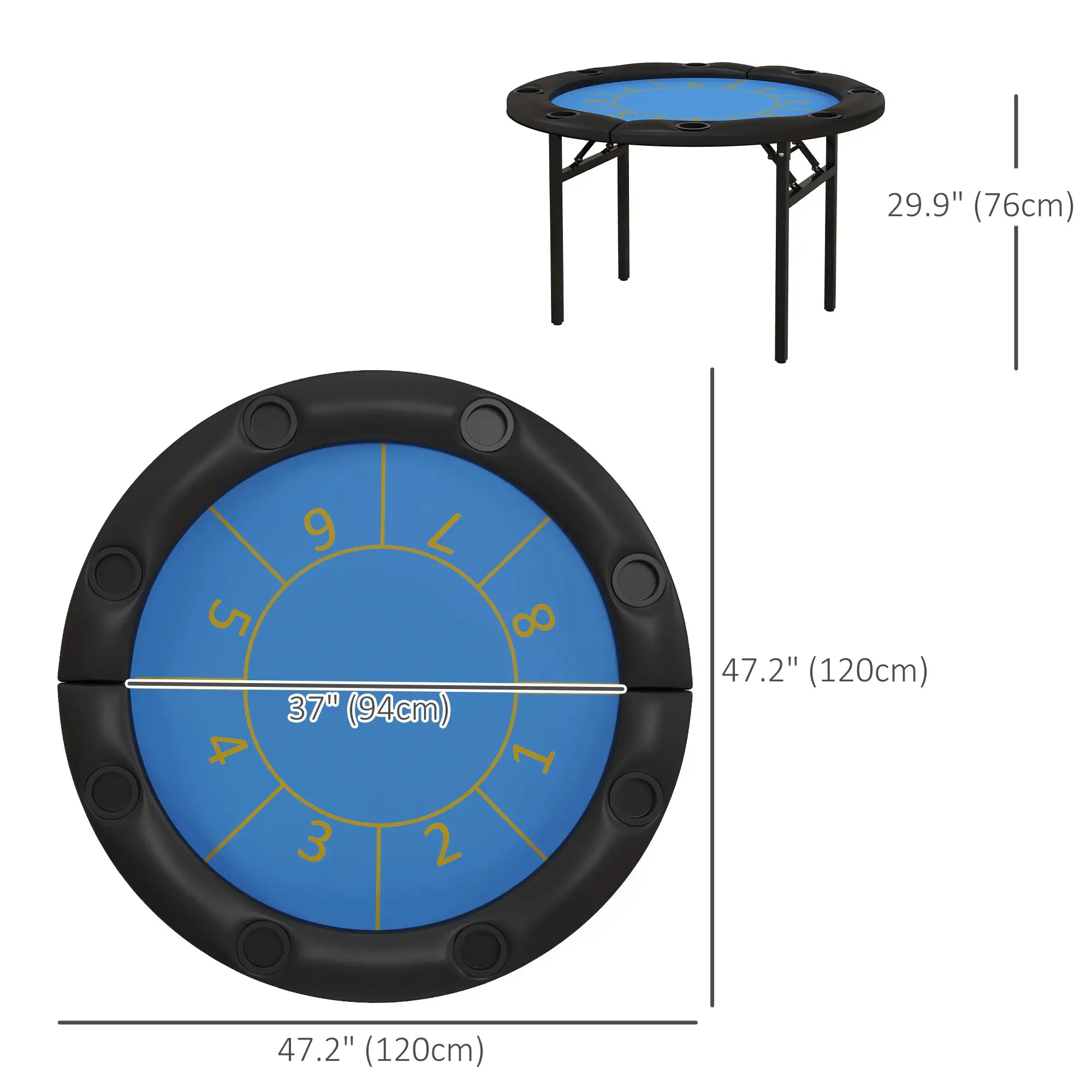 Foldable Poker Table, Texas Holdem, 47