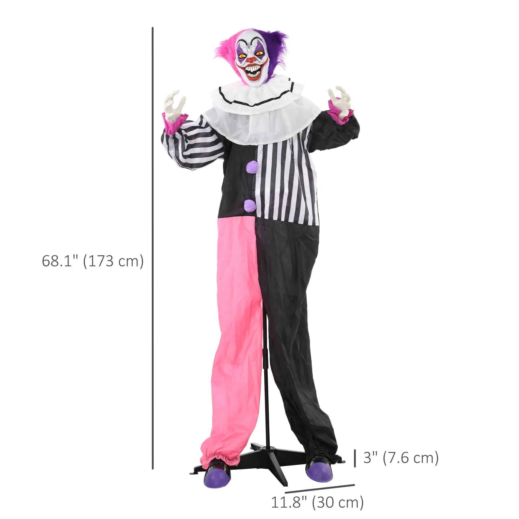 5.7Ft Animated Halloween Clown, Sound Activated, Light Up Eyes Halloween Decorations at Gallery Canada
