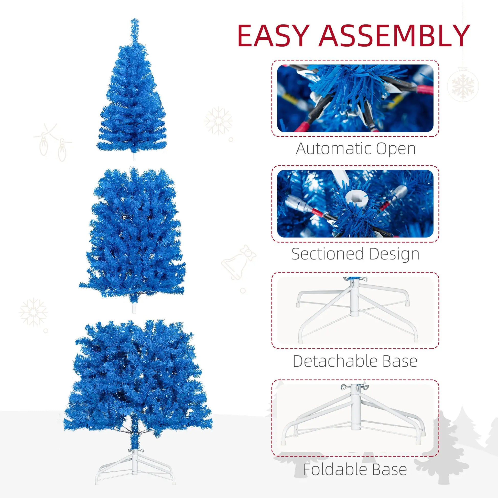 7FT Pencil Christmas Tree, Artificial, Automatic Open, Blue Pencil Christmas Trees at Gallery Canada