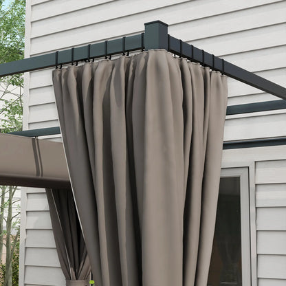 10' x 10' Retractable Pergola, Garden Gazebo with Curtains, Light Grey Pergolas at Gallery Canada