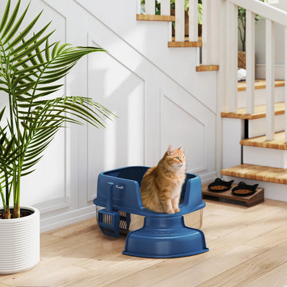 Stainless Steel Cat Litter Box, High Side with Scoop, Anti-Leakage, Navy Blue Cat Litter Box Enclosures at Gallery Canada