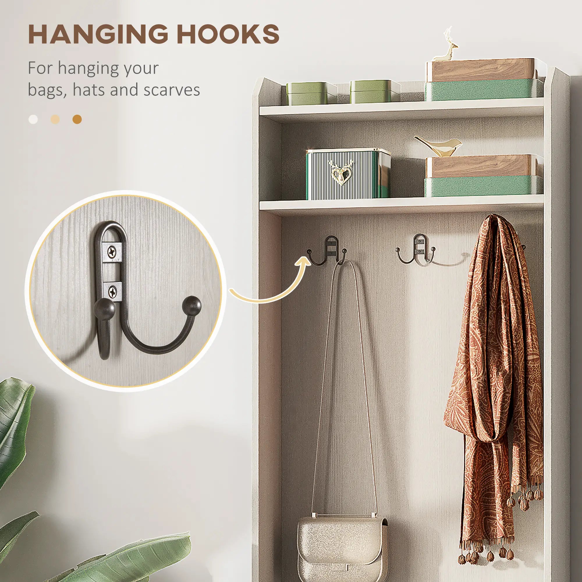 Rustic Hall Tree, Shoe Storage Bench, Coat Rack, Shelves, White Clothing Storage at Gallery Canada
