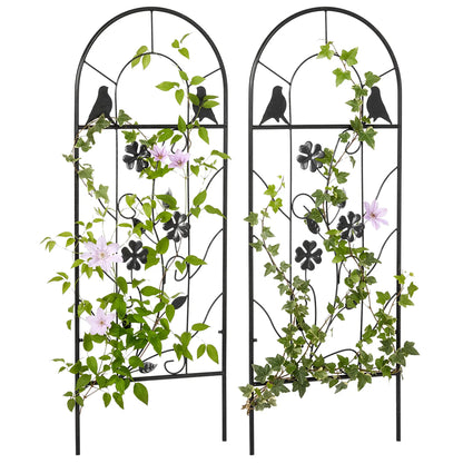 2 Pack Metal Garden Trellis, Birds and Leaves Grid Panels, 39" Tall Plant Stands at Gallery Canada