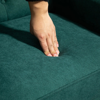 Fabric Accent Chair, Button Tufted, Wood Legs, Dark Green Accent Chairs at Gallery Canada