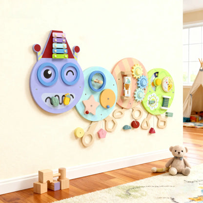 Caterpillar Montessori Busy Board, 7 in 1 Sensory Wall, for Toddlers 3+ Years Toy Playsets at Gallery Canada