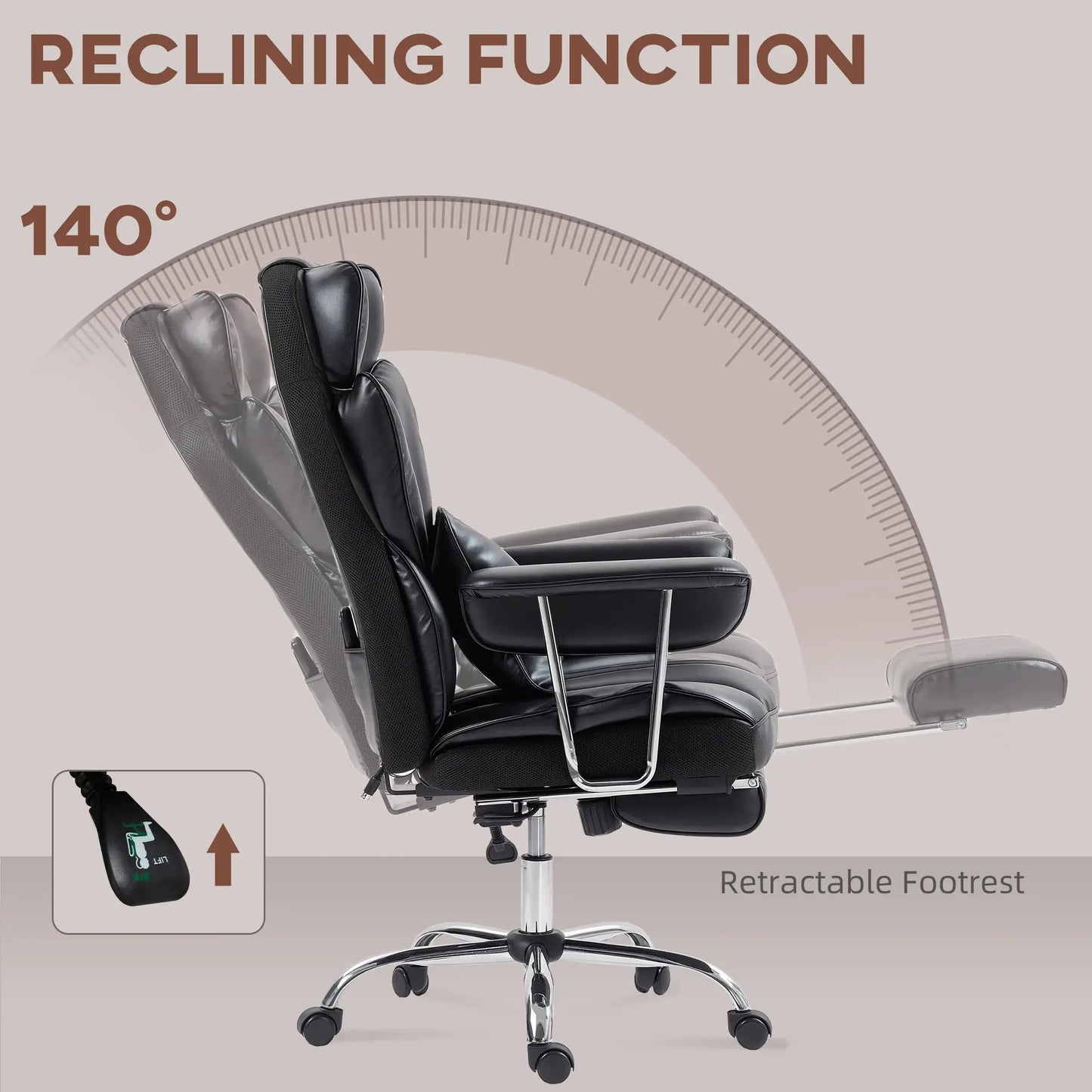 400LBS Massage Office Chair, 6-Point Vibration, Footrest, Lumbar Support, Black Massage Chairs at Gallery Canada