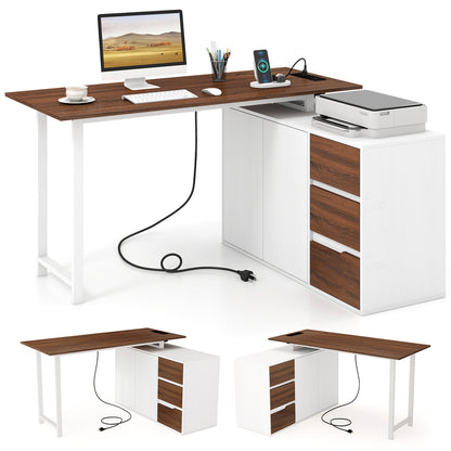 L-Shaped Desk With File Cabinet, Power Outlet, White L-Shaped Desks at Gallery Canada